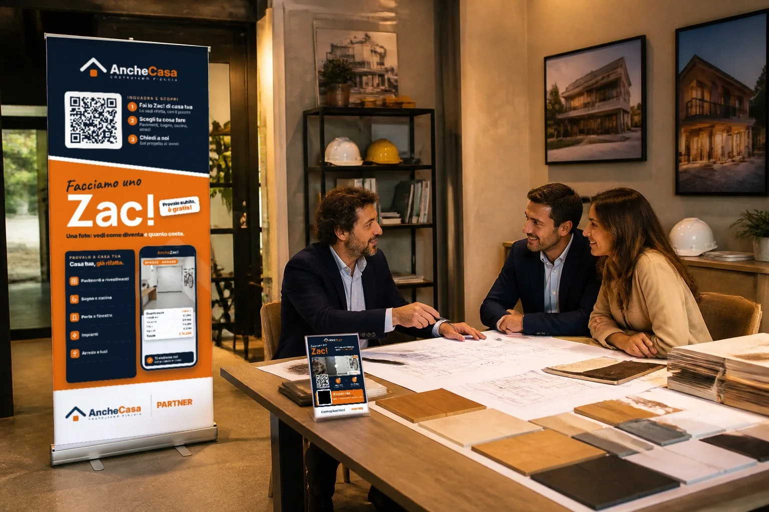L'ufficio dell'impresa con il roll-up AncheCasa