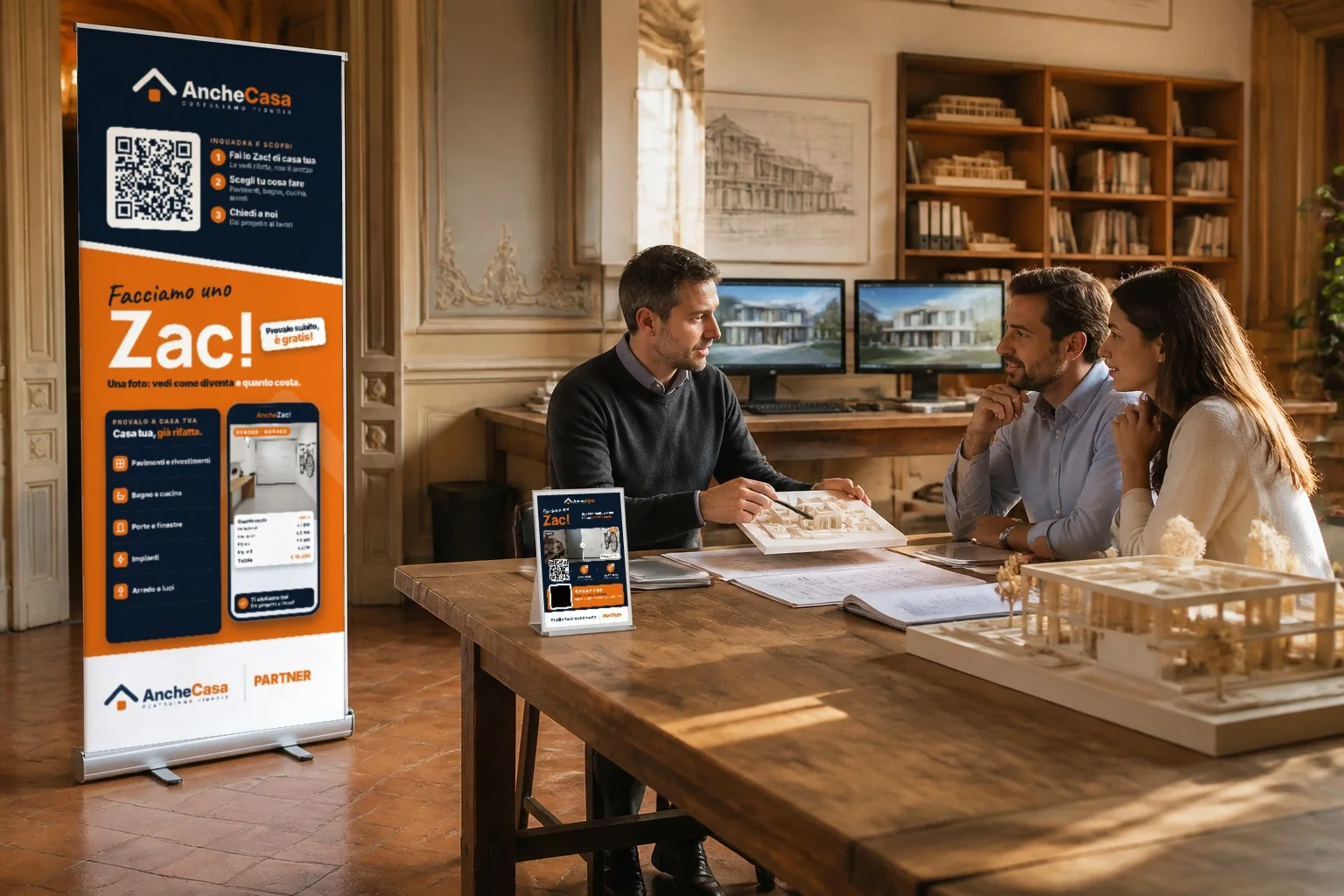 Lo studio tecnico con il roll-up AncheCasa