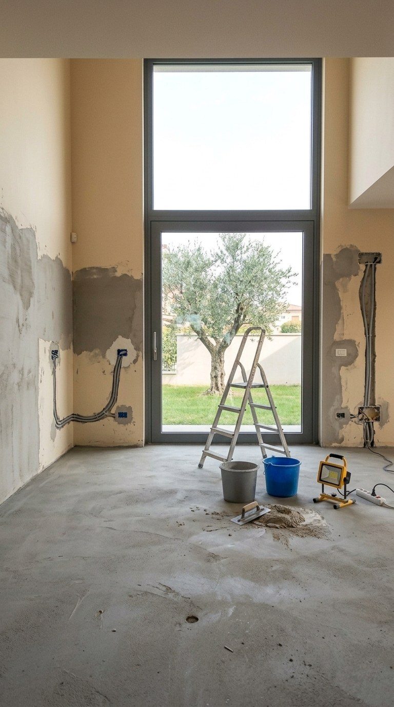 Un cantiere con la squadra al lavoro
