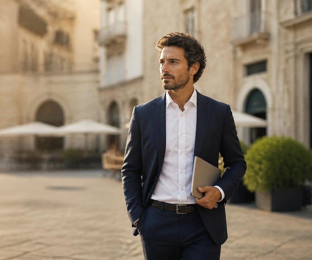 Un agente in una piazza italiana