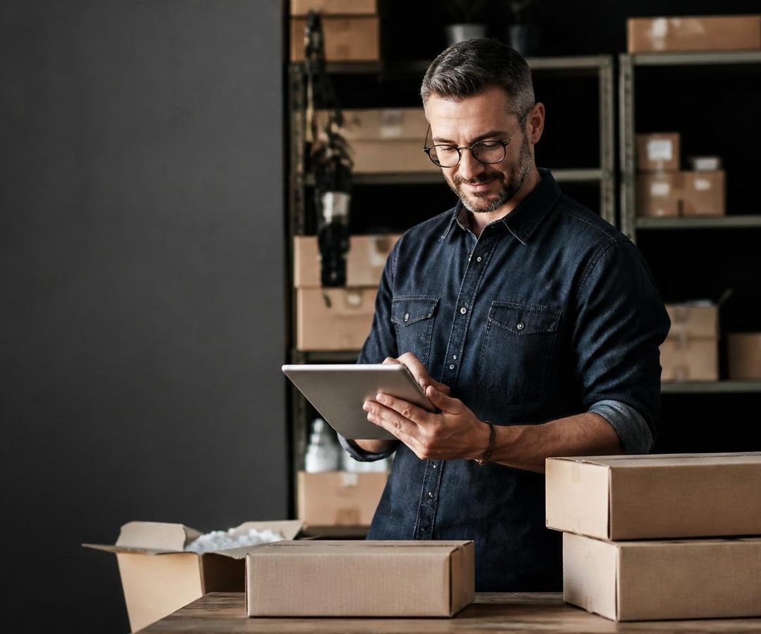 Titolare d'impresa con un tablet