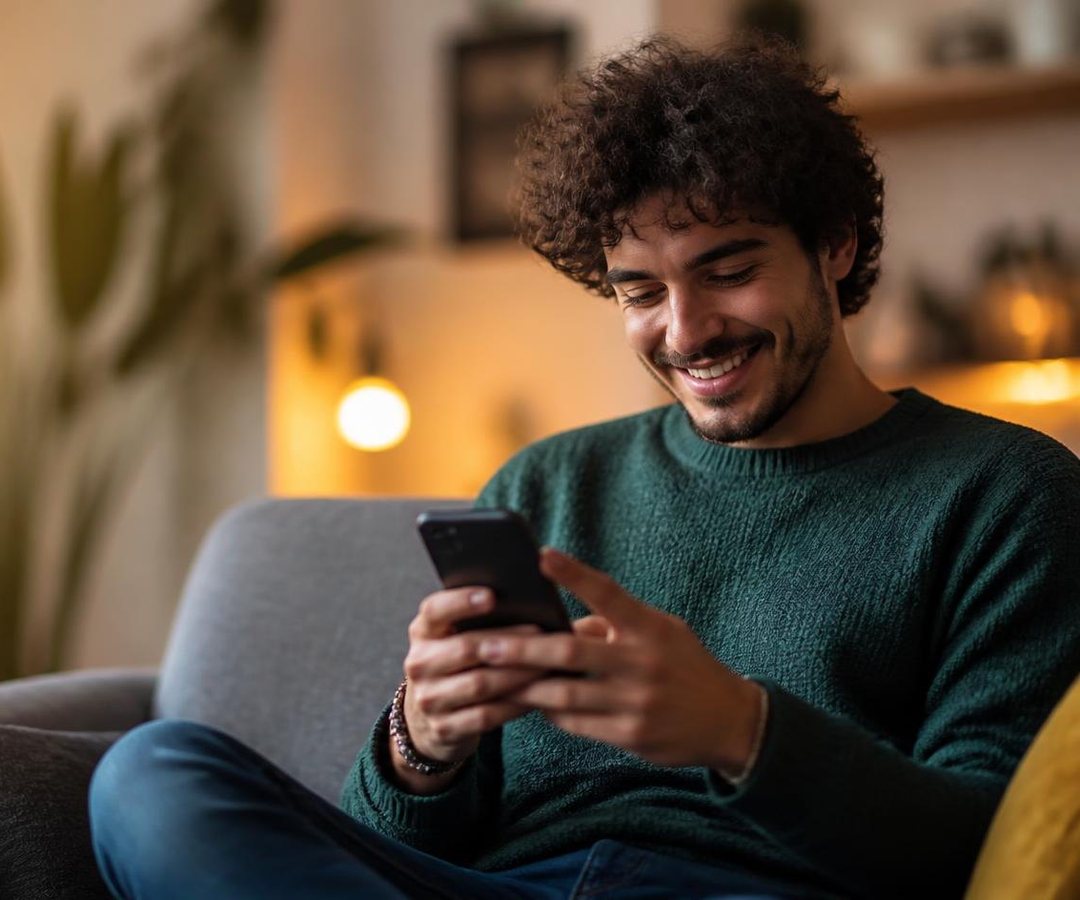 Un ragazzo scrive sul telefono
