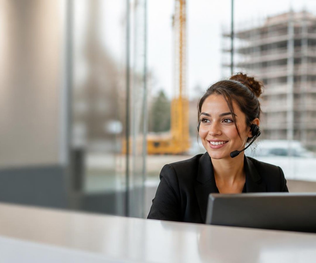 Una receptionist con le cuffie